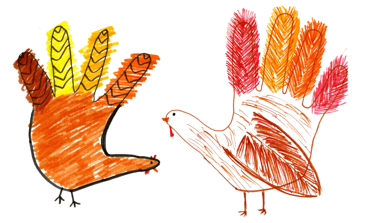 2 feathery turkeys