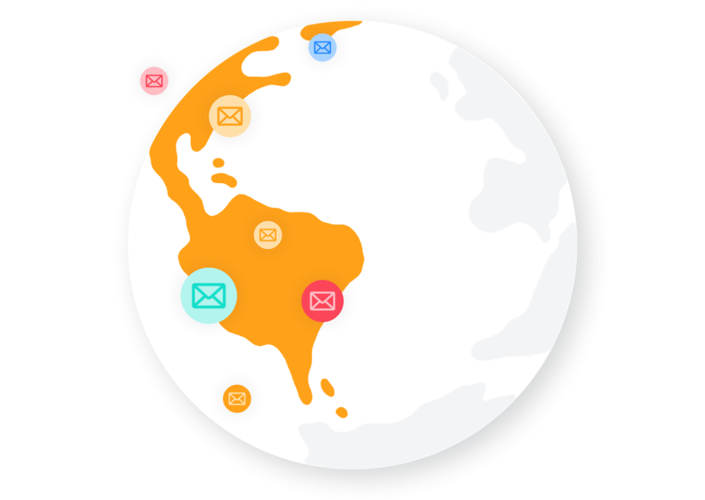 An image of the globe, focused on the western hemisphere, illustrating the ubiquity of email and email newsletters