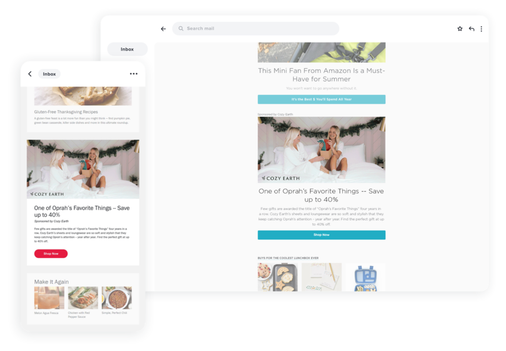 An image of a native ad in a vertically-aligned email newsletter illustrating how native curated packages can reach audiences.