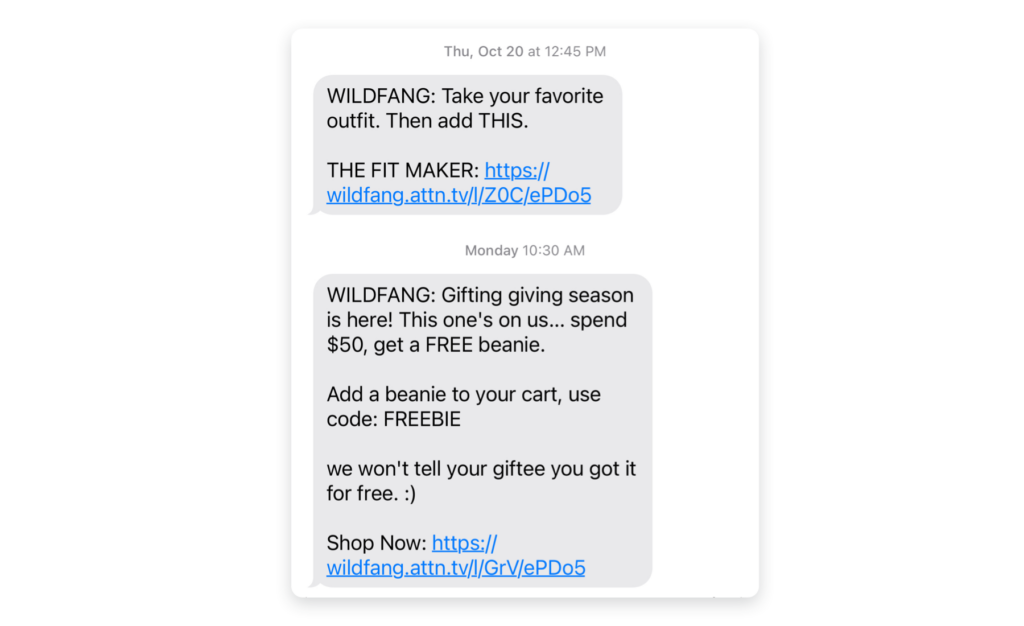 Wildfang uses texts to deliver one-on-one deals and gift offers